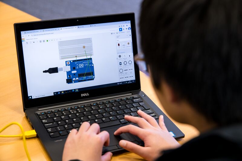 Student on laptop completing Ada Lovelace Day challenge