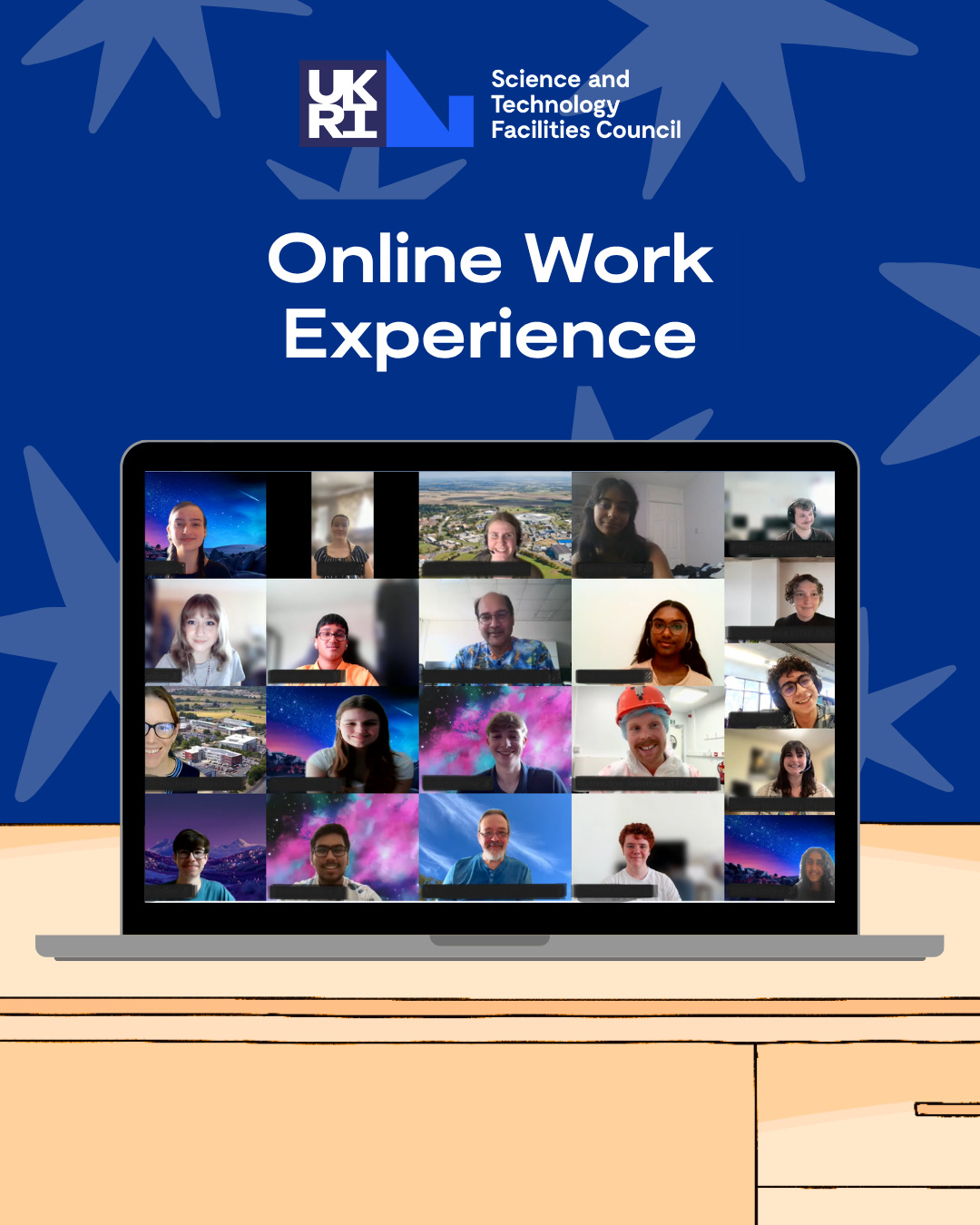 Online work experience event poster with words