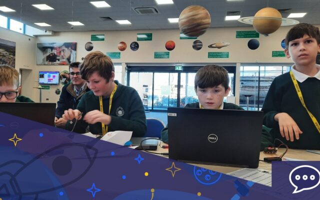 Students using computers during Space Explorers Day