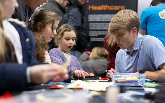 Children and Volunteer at Stargazing event