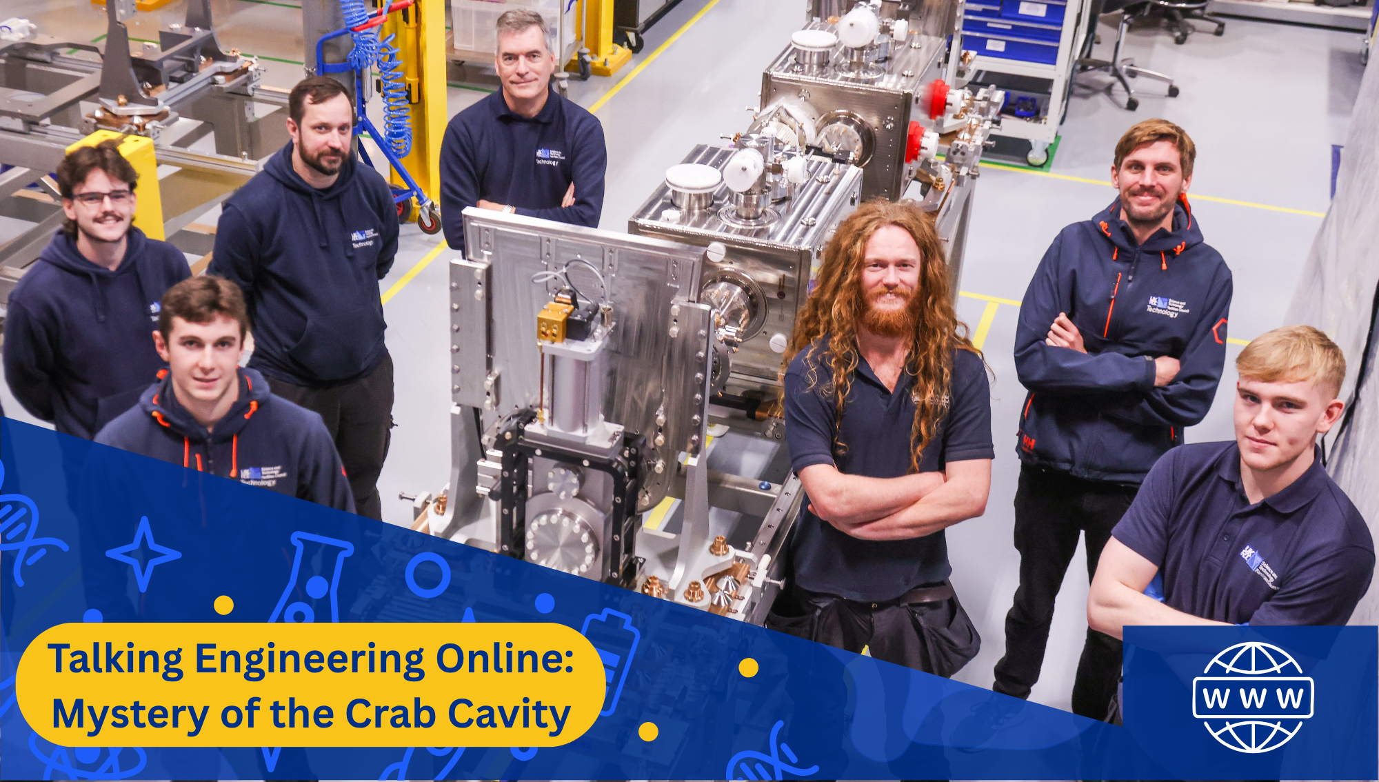 Talking Engineering Online: Mystery of the Crab Cavity event poster with text